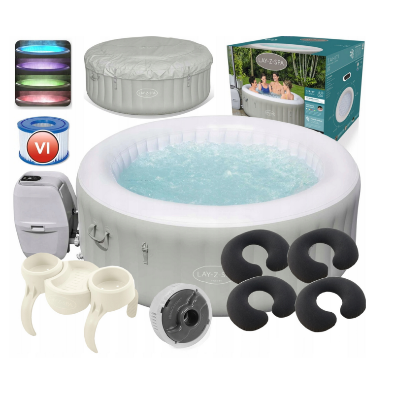 BESTWAY 60007 Tahiti SPA OGRODOWE 4 OSOBY PODGRZEWACZ POMPA PODŚWIETLENIE