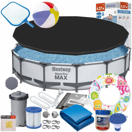 Bestway 56595 15w1 basen stelażowy 427x84cm pokrywa